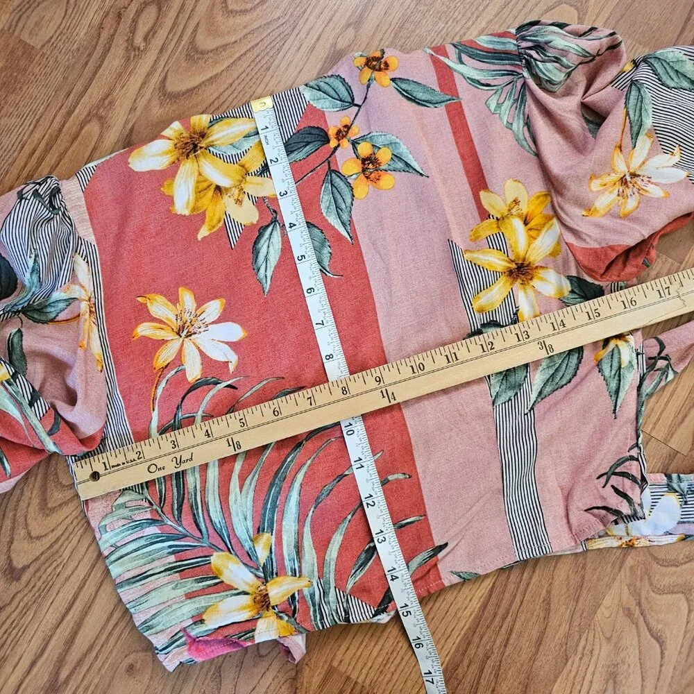 NWT Elegance’s Floral 2PC Matching Set Wrap Top Wide Leg Pants M “Patis”